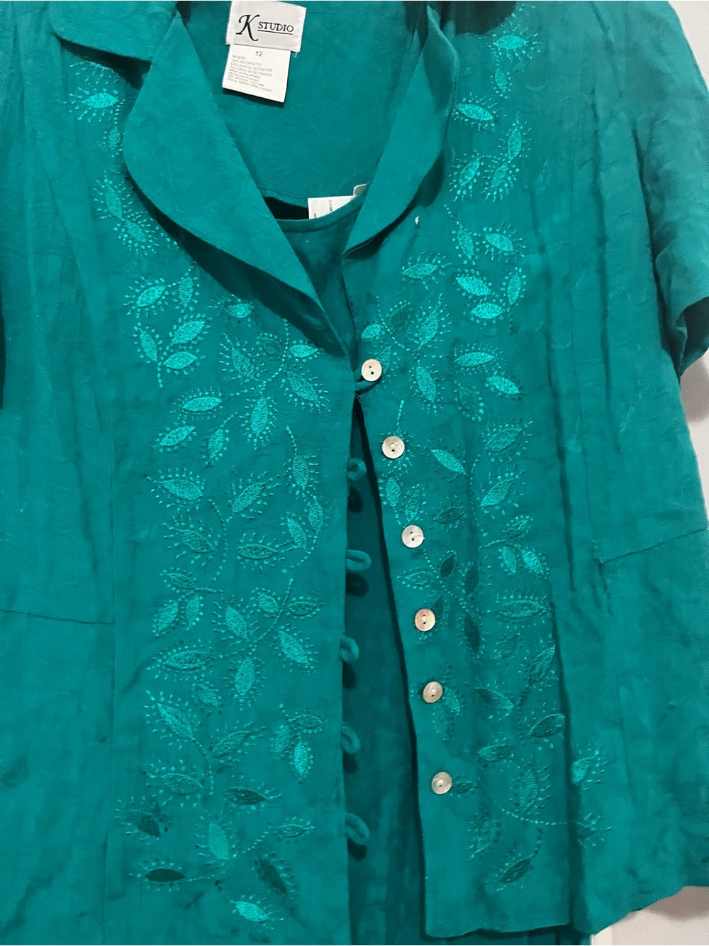 K Studio Teal Rayon Skirt Set - Vibrant Teal - Picture 3 of 6